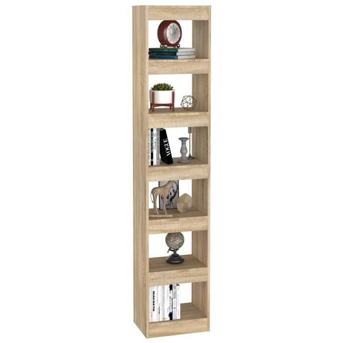 Bibliothèque chêne sonoma - MEUBLECHIC - 40x30x198 cm - Séparateur de pièce - Bois dingénierie - Élégant