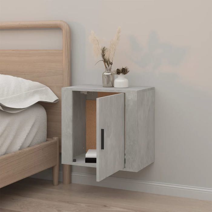 75146 1 pcs Armoire de chevet murale - MEUBLECHIC - avec rangement - Pour chambre - Gris béton 50x30x47 cm（Printemps/été soldes）