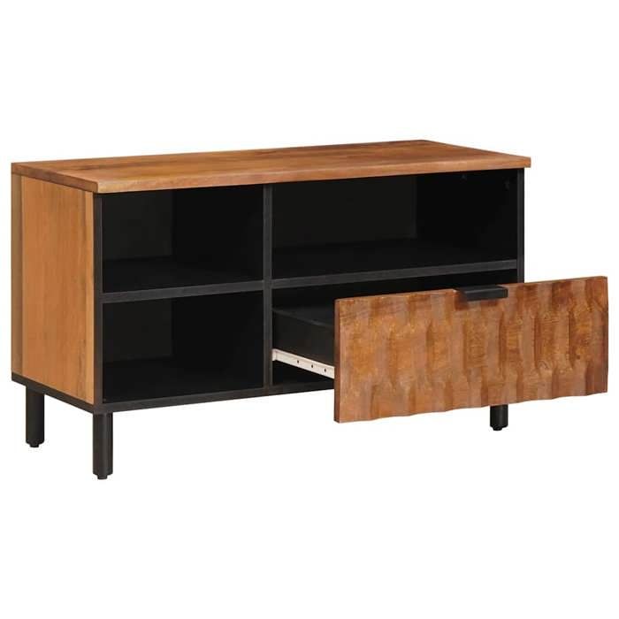 En solde Meuble TV( 1 pc) Cabinet TV avec rangement pour salon avec tiroir Finition Acacia Brun 80x33x46 cm LL5902