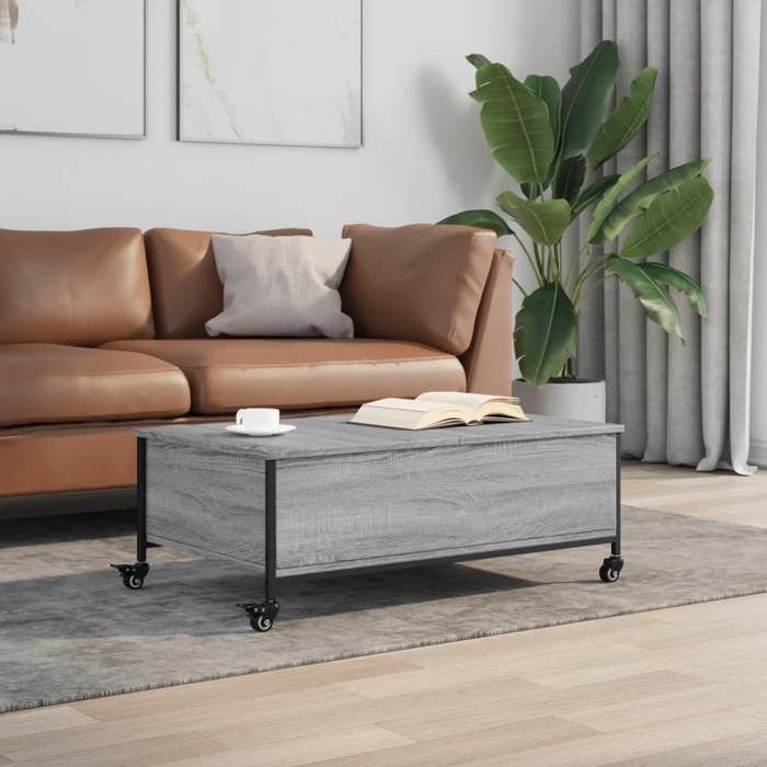 2026 dété®Petite Table à café de salon Gris - Table basse avec roulettes - Sonoma gris - Bois dingénierie 893 30157881