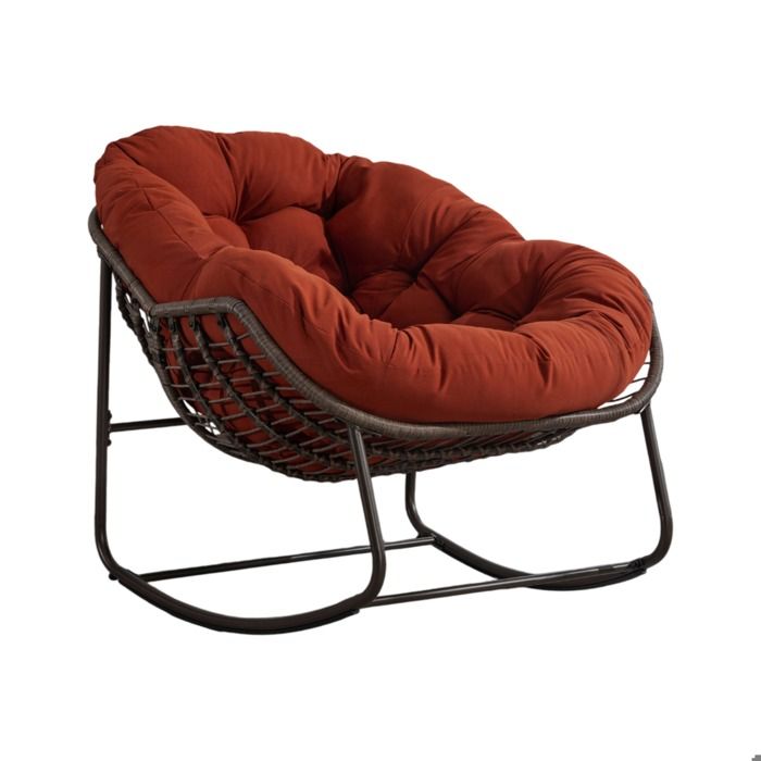 Fauteuil à bascule en rotin – Structure acier – Orange – 1 place