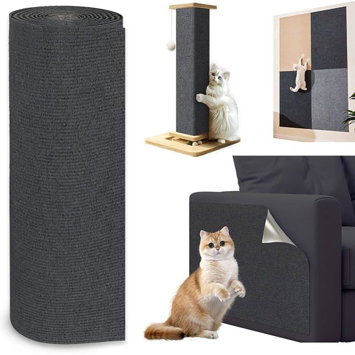 Griffoir Chat Canapé 300X40cm Protection Canape Chat Anti Griffe Tapis Griffoir Chat Canapé (40cm x 300 cm) Gris Foncé
