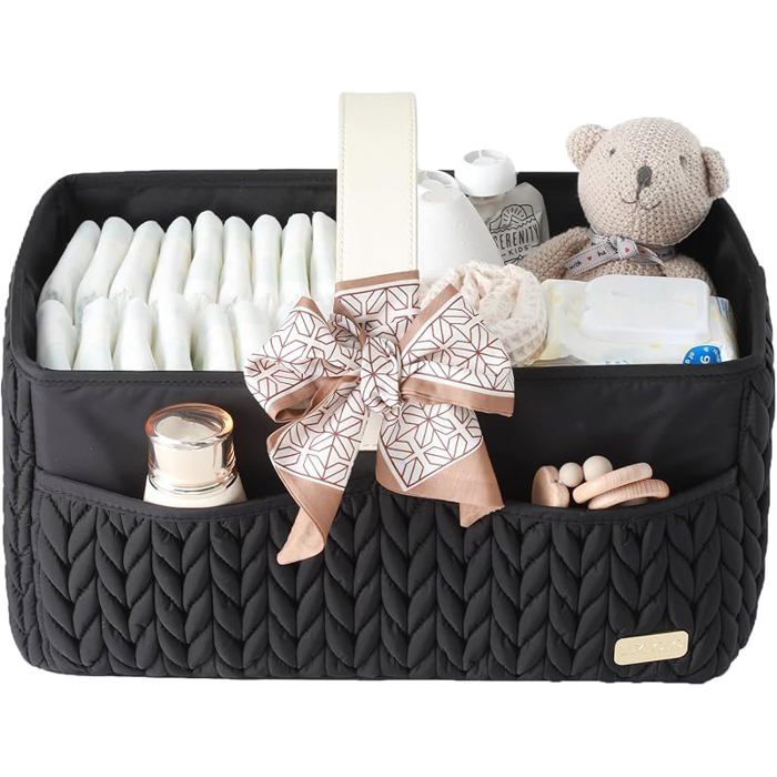 Panier de Rangement Bébé Noir Organisateur à Couches et Lingettes Grande Capacité Cadeau Naissance Fille Garçon bl PACK PROMENADE
