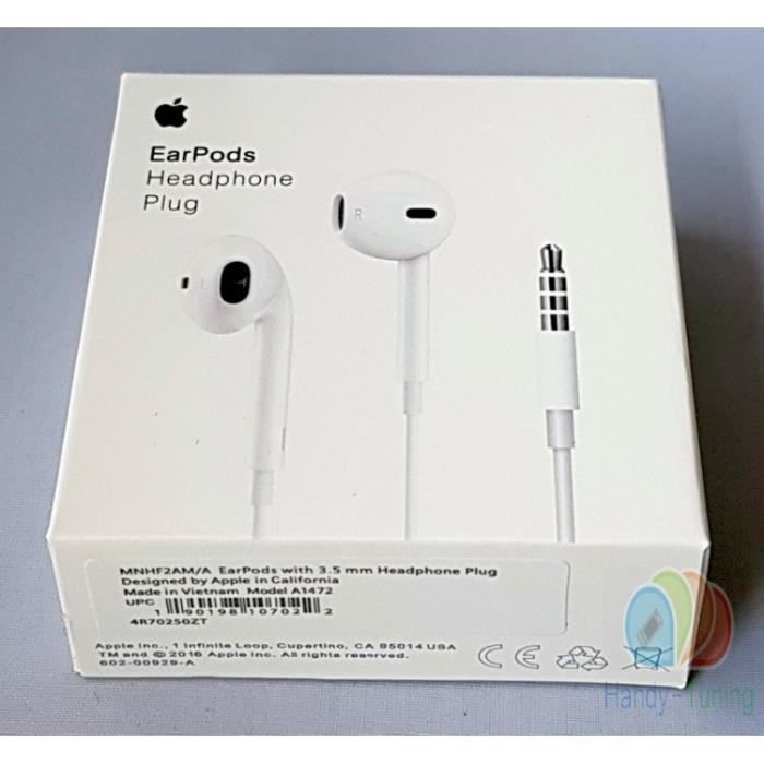 Ecouteurs Originaux EarPods Apple modèle A1472 MNHF2ZM/A