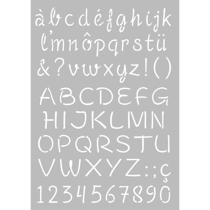 Pochoir Alphabet 21 x 29,7 cm - Stencil Alphabet Majuscule et Minuscule