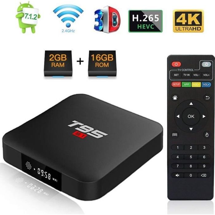 Android 7.1 TV Box, T95 S1 Smart Internet TV Box Amlogic S905W Quad Core  2Go-16Go with Digital Display HDMI Ultra HD 4K Ethe 2892 - Cdiscount TV Son  Photo