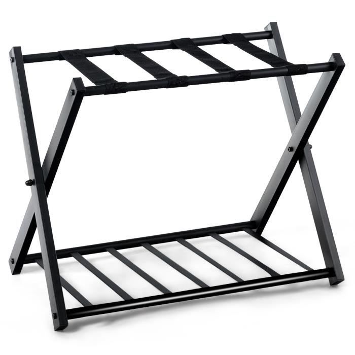 Porte Valise Support De Bagages Pliable 68x43x58 Cm Avec 2 Etages