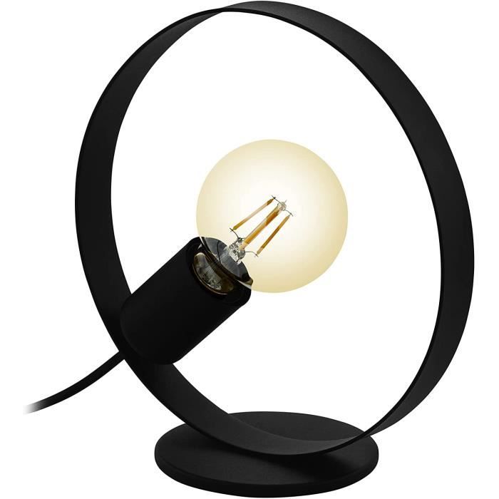 luminaire design avec interrupteur EGLO Lampe de chevet Frijolas lampe de table industrielle et minimaliste lampe de salon en métal noir douille E27 