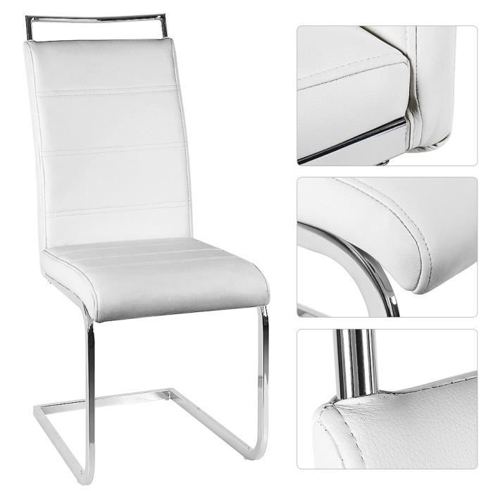 lot de 2 chaises de cuisine blanc - design contemporain - réglables en hauteur et pivotantes