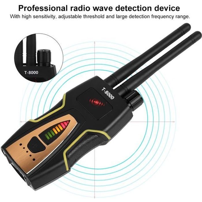 Détecteur de signal, RF T-8000 Détecteur audio GSM Détecteur de balayage GPS Anti-espion, Détecteur de signal RF-GXU