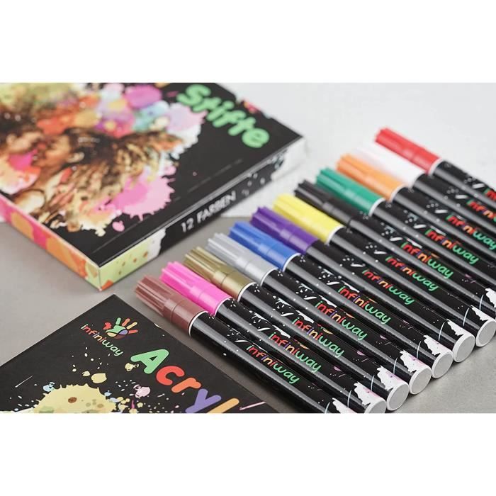 JEFFNIUB Lot De 6 Marqueurs Acryliques Imperméables Pour Pierres