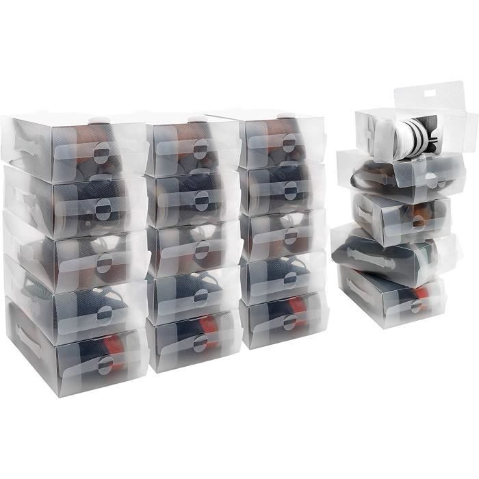Boite de Rangement Chaussures en Plastique Transparent Lot de 20 Rangement Chaussures pour Femmes Hommes et Enfants Cdiscount Maison