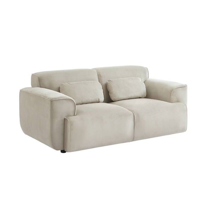 Canapé 2 Places En Velours Côtelé - Fauteuil Poire Capitonné Avec Coussin Et Accoudoirs - Parfait Pour Chambre Ou Salon
