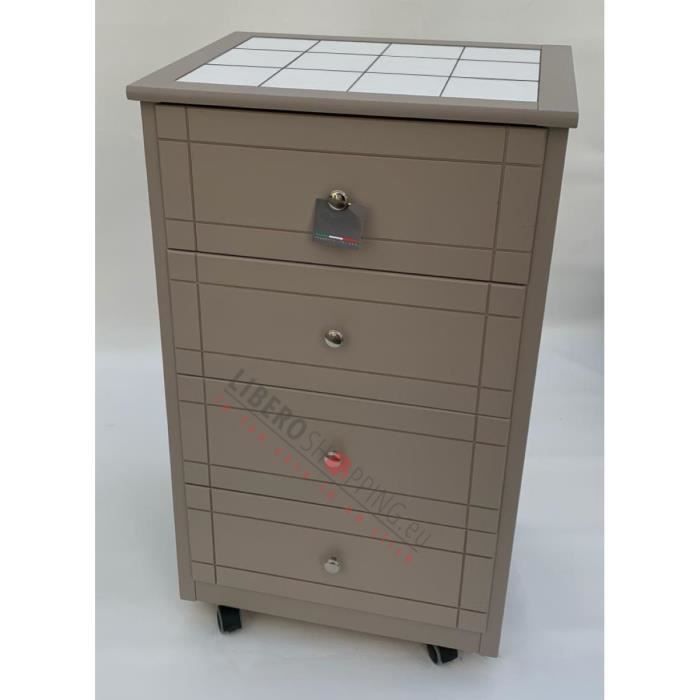 Commode - GIADA - Trolley Giada - 4 tiroirs - Bois massif - Dessus en ...