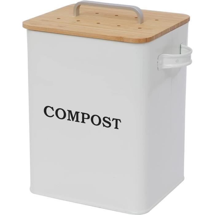 Poubelle À Compost En Acier Inoxydable Pour Comptoir De Cuisine, 6 L Seau À  Compost Avec Couvercle,Poubelle Compost Cuisine [x372] - Cdiscount Maison