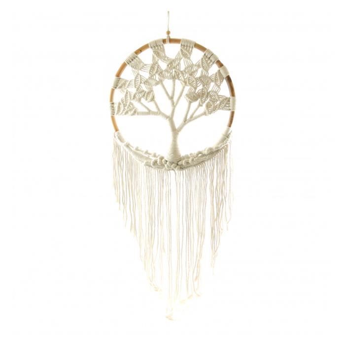 Tenture Murale Arbre De Vie - Macramé Boho Fibre Art - Effet 3D - 25 Pouces