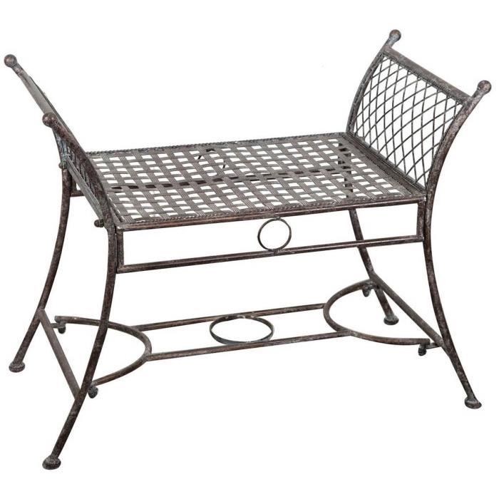 Banc En Fer Forge Finition Rouille Patinee L80xpr42xh62 Cm Achat Vente Banc D Exterieur Banc En Fer Forge Finition Cdiscount