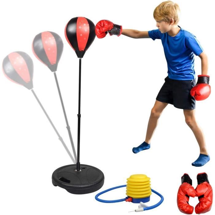Punching-ball pour enfants, tige réglable de 100 cm avec gants et base  remplissable