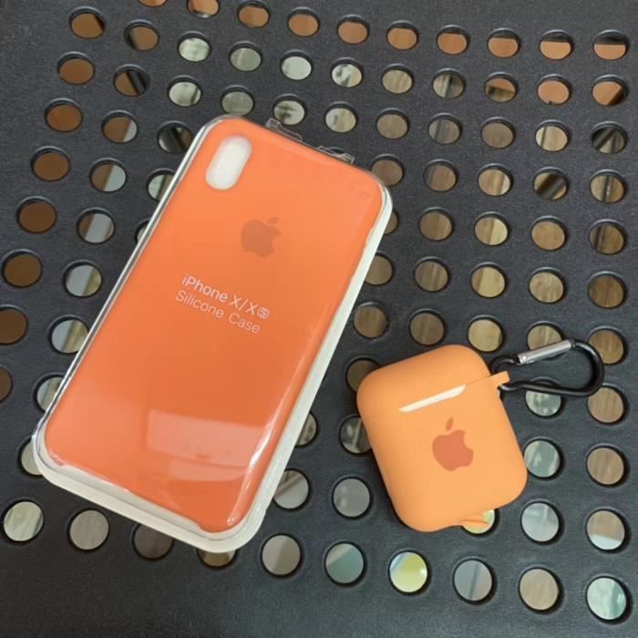 Apple Coque en silicone iPhone X/Xs (5.8'') avec coque airpods Bleu