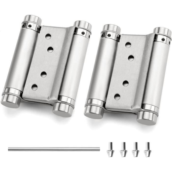 Lot de 2 charnières à ressort double action en acier inoxydable Noir 7