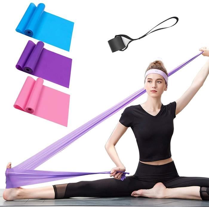 Lot De 3 Bandes De Résistance Fitness – Latex Naturel, 150x15x0,35 Cm, Rose/jaune/vert, Pour Yoga, Pilates, Muscu