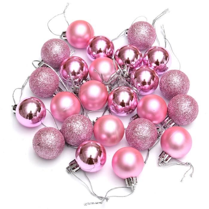 24Pcs Boules XMAS brillantes simples Chic Rose de l'ornment de l'arbe 24Pcs Boules XMAS brillantes simples Chic Rose de l'ornment de l'arbe