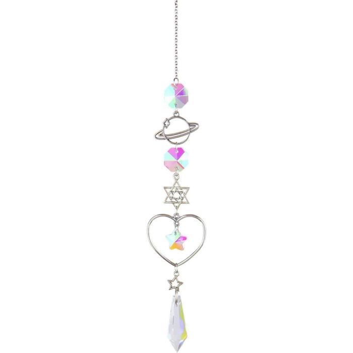 Attrape-soleil Libellule En Cristal - Décoration Fenêtre 25,7cm - Reflets Arc-en-ciel - Verre Et Métal