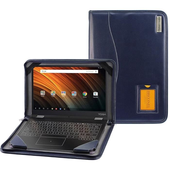  PC Portable Broonel - Série Contour - Housse Bleu En Cuir De pour Ordinateur Portable Compatible avec le Lenovo ThinkPad X1 Yoga 4th GEn 14" pas cher