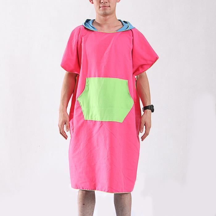 80110cm Robe Serviette De Bain Surf Poncho à Capuchon Serviette De Bain Robes Dété Natation Peignoir Plage Séchage Rapide Rose