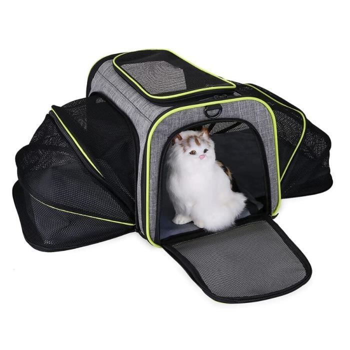 Caisse de transport pour chien et chat Panier extensible en fourrure souple Gris