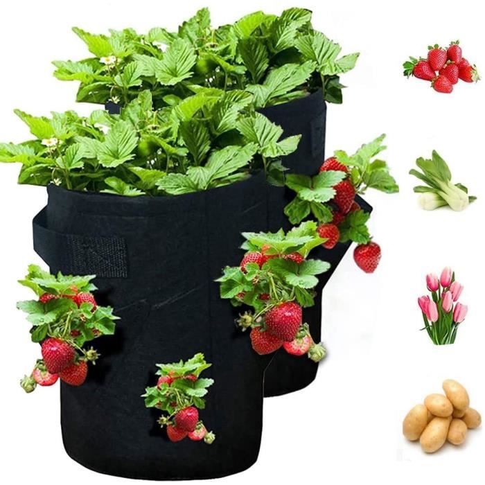 Lot De 10 Sacs De Plantation En Tissu 4 Litres – Réutilisables, Respirants, Pour Tomates, Pommes De Terre, Fraises, Fleurs