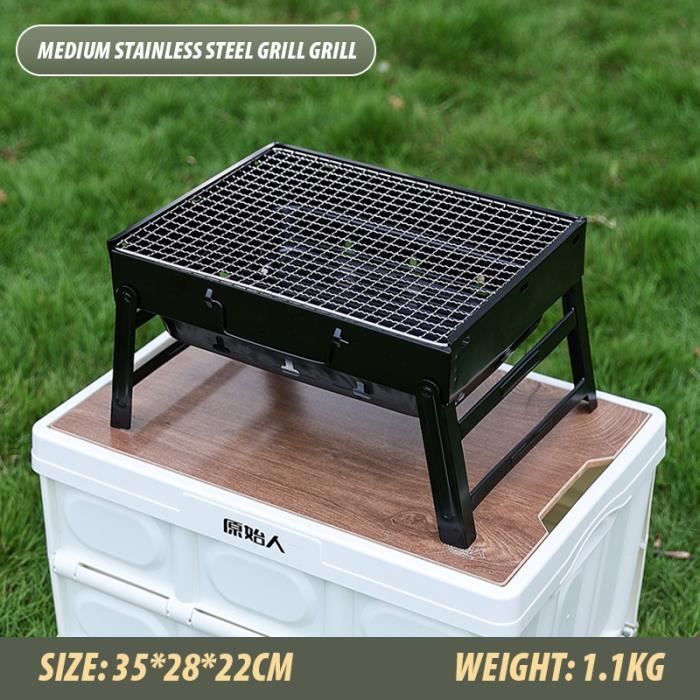 Grill à charbon de bois de qualité supérieure, en fonte, grand pique-nique, poêle pliable, feu de camp en plein air, Portable