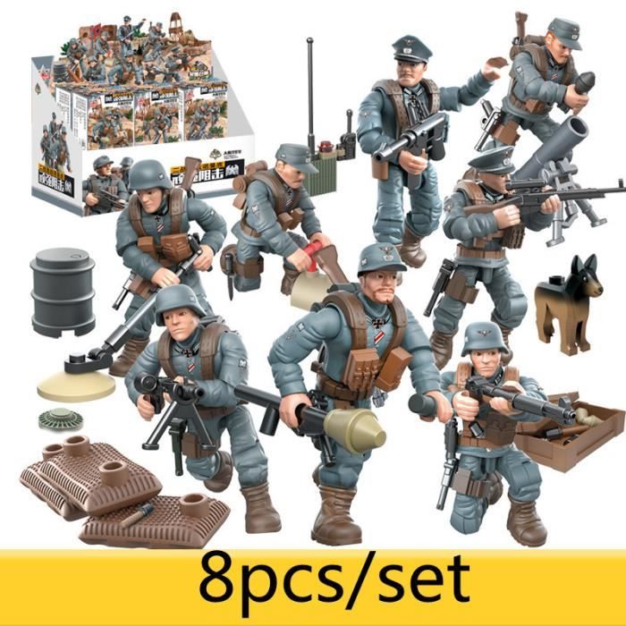1 35 militaire allemagne forces de l armee figurines d action guerre mondiale bataille normandie rhenanie arme pistolet brique jouet cdiscount maison