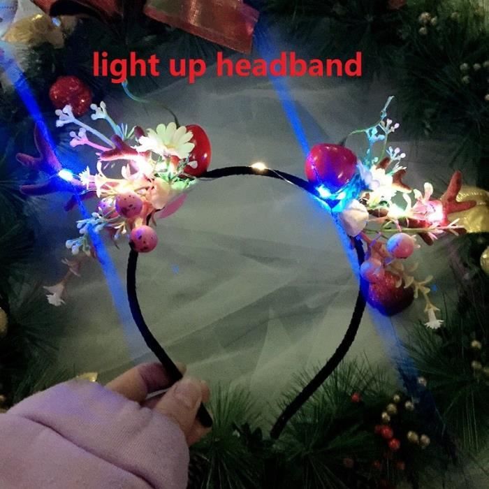 Serre-tête De Noël LED Pailleté Avec Flocon – Lumière Clignotante, Accessoire De Fête Pour Enfants Et Adultes