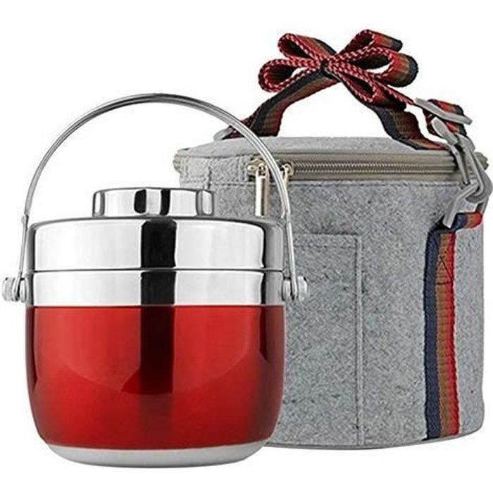 Euakee Boîte Alimentaire Isotherme 800ml Acier Inoxydable - Repas Chaud Ou Froid, Rouge - Sans BPA