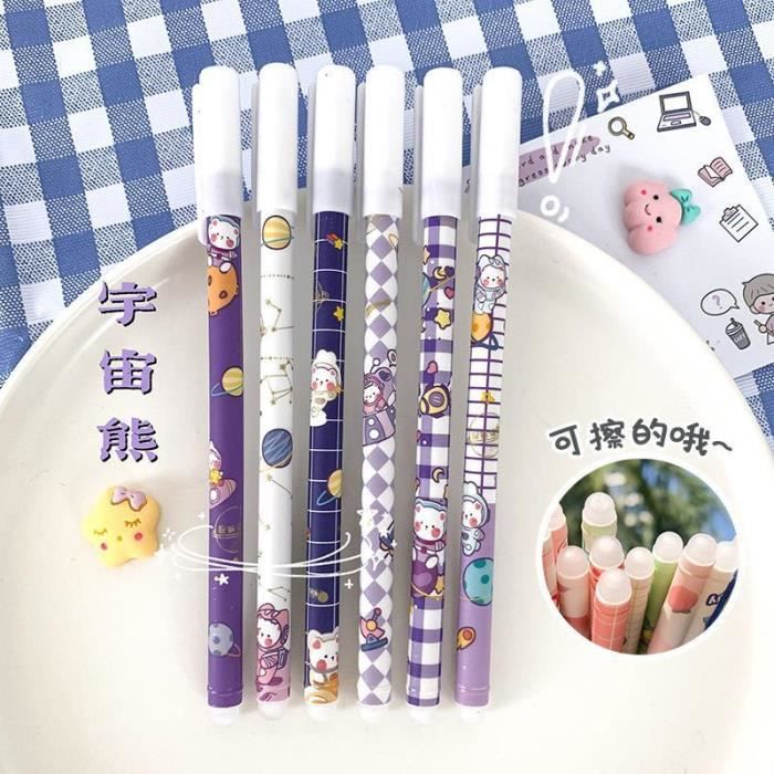 Trousse Kawaii 2-en-1 – 8 Stylos Gel Effaçables – Adorables Et Pratiques !