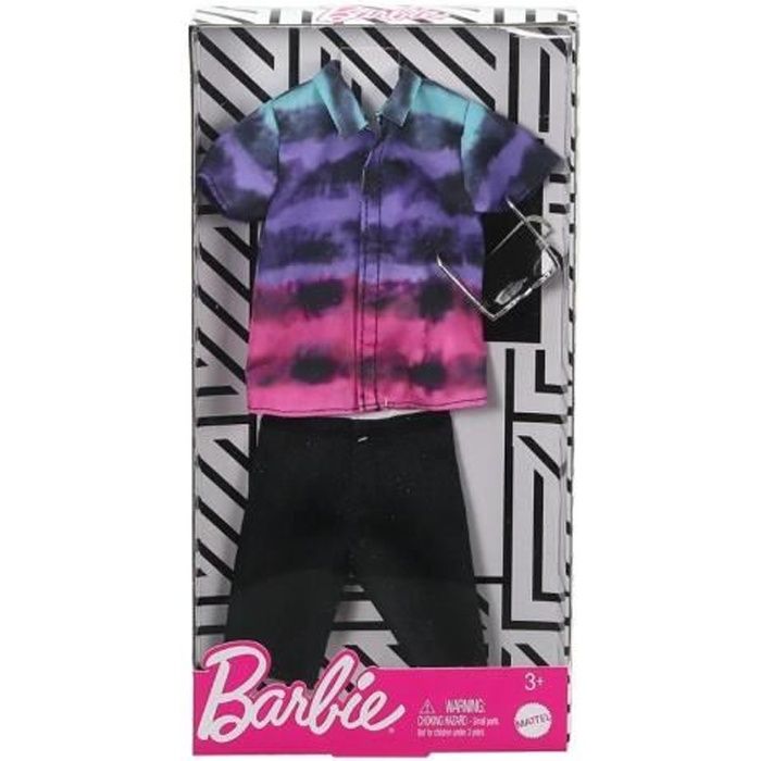 Habit Barbie - Tenue Ken : Pantacourt Noir Et Chemise - Vetement Poupee et  Mini-Poupee - Cdiscount Jeux - Jouets