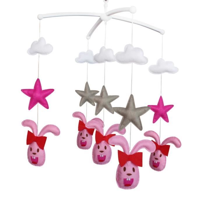 Colorful Decor Crib Mobile Lapins Avec Bowknot Jouet Fait A La Main Pour Bebe Cdiscount Pret A Porter