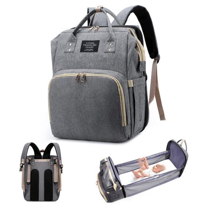 Sac à Dos à Langer - KENLUMO - Grande Capacité Imperméable - Gris foncé  (unisexe) - Cdiscount Puériculture & Eveil bébé