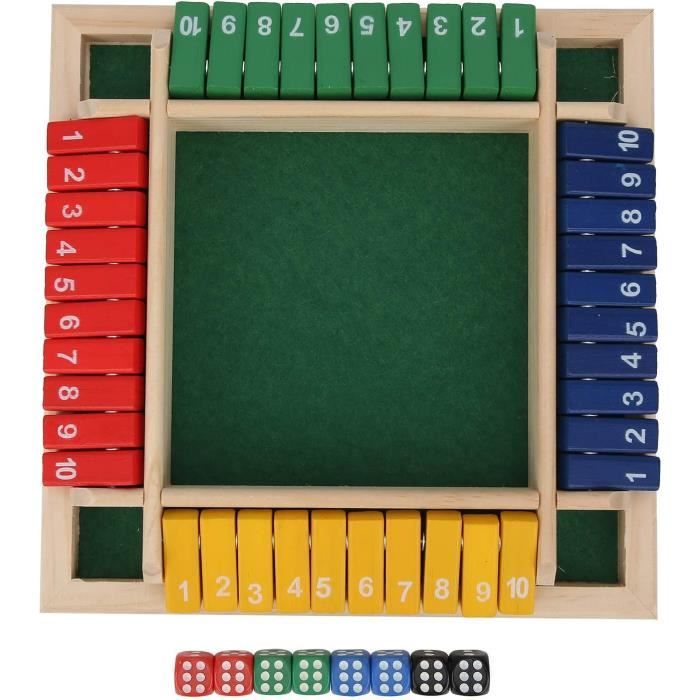 Shut The Box Jeu De Dés, 4 Joueurs Shut The Box Jeu De Société En Bois