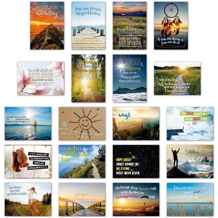 Lot De 20 Cartes Postales De Motivation Avec 20 Dictons Et Citations ...