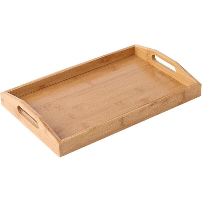 2 Plateaux En Bambou Avec Poignées - 38x25cm Et 30x20cm - Pour Repas, Petit-Déjeuner Ou Décoration