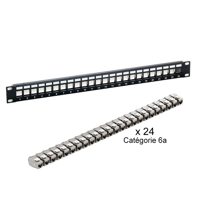 Panneau De Brassage 19" 1U - 12 Ports Keystone - Acier - Pour Rack Serveur Et Réseau