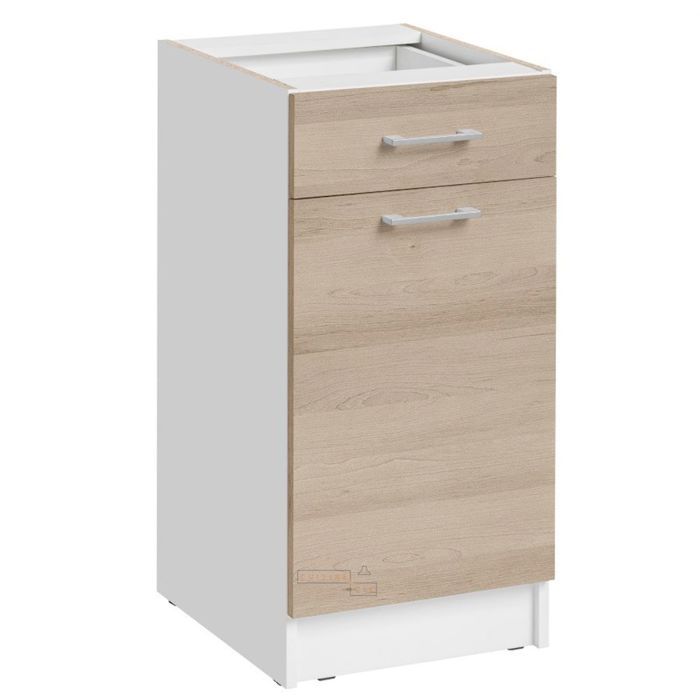 Meuble bas de cuisine Eco Chene Naturel 1 porte 1 tiroir L 40 cm - Cuisineandcie Meuble bas de cuisine Eco Chene Naturel 1 porte 1 tiroir L 40 cm - Cuisineandcie