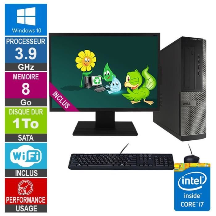 PC Dell Optiplex 3010 DT i7-3770 3.90GHz 8Go/1To Wifi W10 + Ecran 22 - Dell