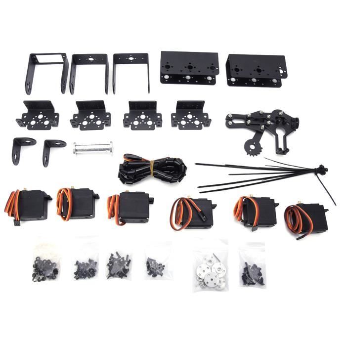 Fivetwofive Kit De Bras Mécanique 6DOF Pour Robot Manipulateur - Qualité Industrielle, Plaques Aluminium 2mm, Engrenages Métal Pour Projets Robotiques