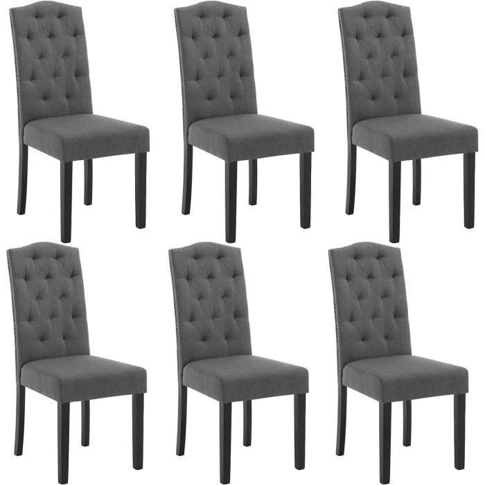 6x chaise de salle à manger HWC-A50 II, rétro ~ tissu, gris | Leroy Merlin