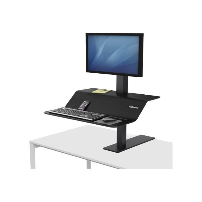 fellowes lotus ve sit-stand workstation montage sur bureau pour écran lcd-clavier-souris placage bois noir cendré