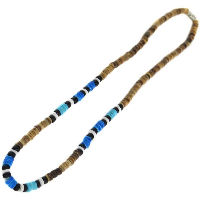 Pendentif Collier Surf Rasta Bois Coco Homme Femme - 47cm Marron Bordeaux