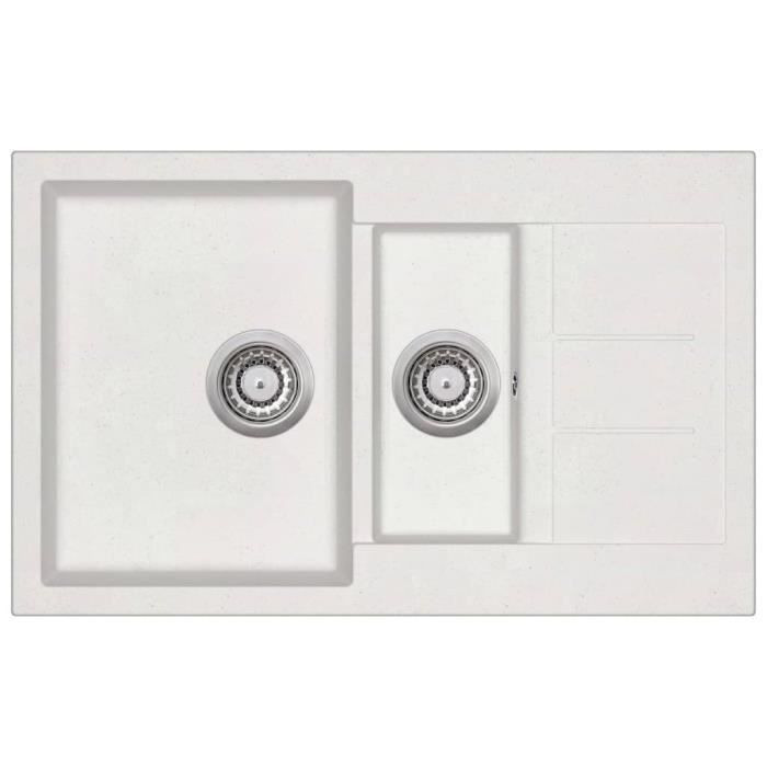 Festnight Evier De Cuisine 2 Bacs En Granit Cuve De Cuisine Lavabo De Cuisine Blanc 800 X 500 X 306 Mm Achat Vente Evier De Cuisine Festnight Evier De Cuisine 2 Cdiscount